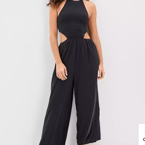 NWT American Eagle black cut out jumpsuit - Picture 1 of 5